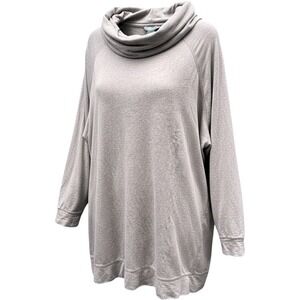 Natural Reflections Women 2X Taupe Cowl Neck Raglan Long Sleeve Pullover Top